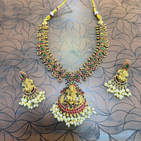 Manisha Jewellery Elegant Pota Stone And Pearl Temple Necklace Set
