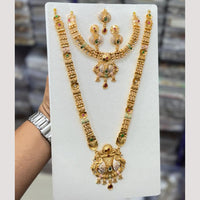 Manisha Jewellery Luxury  Pota Stone & Austrian Stone Pearl Meenakari  Double Necklace Set