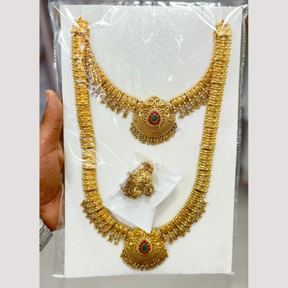 Manisha Jewellery Luxury Pota Stone And Pearl Double Necklace Set