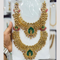 Manisha Jewellery Elegant Pota Stone And Pearl Temple Necklace Set