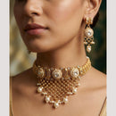 Manisha Jewellery Premium Pota Stone And Pearl Choker Necklace Set