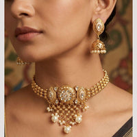 Manisha Jewellery Designer Pota Stone And Meenakari Choker Necklace Set