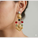 Manisha Jewellery 2Tone Plated Pota Stone And Pearls Dangler Earrings