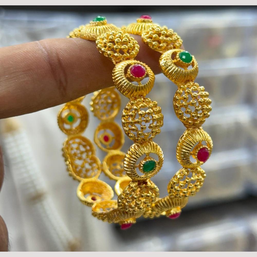 Manisha Jewellery Gold Plated Pota Stone Bangles Set
