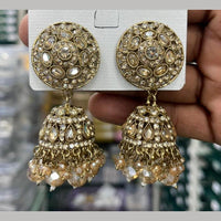 Manisha Jewellery Designer Crystal Stone And Pearl Jhumki Earrings
