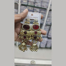 Manisha Jewellery Royal Ethnic Pota Stone And Ghungroo Jhumki Earrings