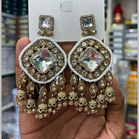 Manisha Jewellery Designer Crystal Stone And Pearl Jhumki Earrings