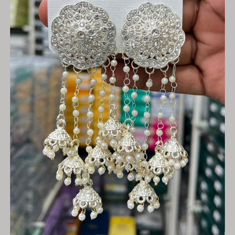 Manisha Jewellery Designer Austrian Stone And Pearl Jhumki Earrings