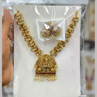 Manisha Jewellery Premium Pota Stone And Pearl Temple Necklace Set