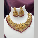 Manisha Jewellery Premium Pota Stone And Pearl Temple Necklace Set
