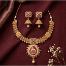 Manisha Jewellery Premium Pota Stone And Pearl Meenakari Necklace Set