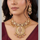 Manisha Jewellery Premium Pota Stone And Pearl Meenakari Necklace Set