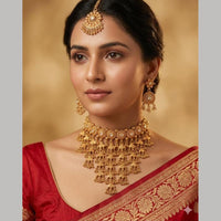 Manisha Jewellery Premium Pota Stone And Pearl Choker Necklace Set