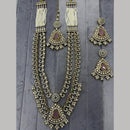 Manisha Jewellery Premium Pota Stone And Pearl Long Necklace Set