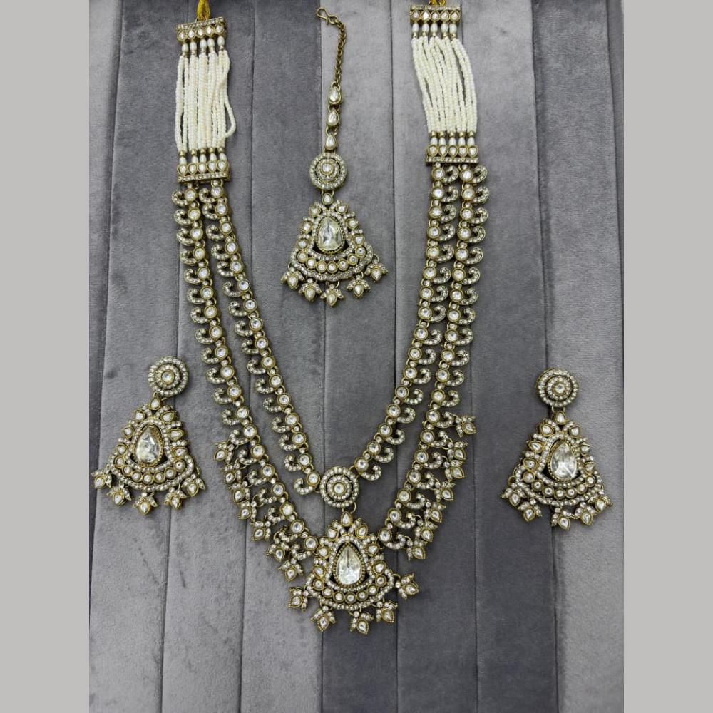 Manisha Jewellery Premium Pota Stone And Pearl Long Necklace Set