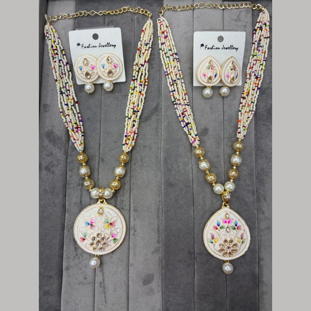 Manisha Jewellery Heritage Kundan Stone And Pearl Meenakari Necklace Set (1 piece Only)