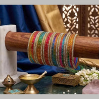 Manisha Jewellery Ethnic Raindrop And Austrian Stone Glass Bangles Set