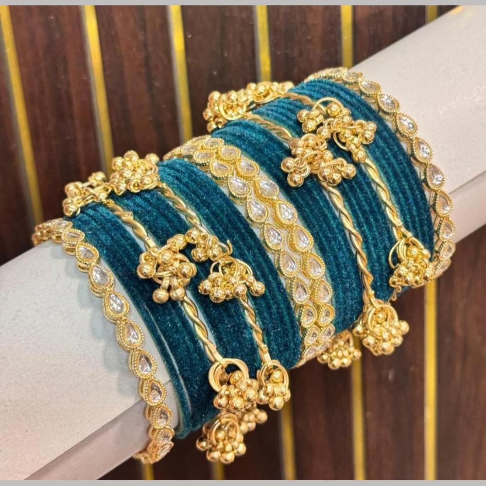 Manisha Jewellery Luxury Kundan And Pearl Kashmiri Chuda Bangles Set