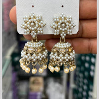 Manisha Crystal & Pearl Antique Gold Plated Jhumki Earrings