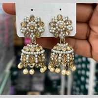 Manisha Crystal & Pearl Antique Gold Plated Jhumki Earrings