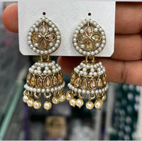 Manisha Crystal & Pearl Antique Gold Plated Jhumki Earrings