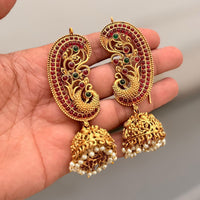 Manisha Pota Stone Gold Plated Peacock Ear Cuff Jhumki Earrings