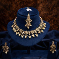 Manisha Gold Plated  Crystal Stone And Pearl Necklace Set