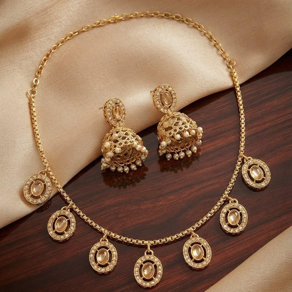 Manisha Gold Plated Crystal And Austrian Stone Necklace Set