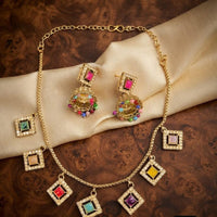 Manisha Gold Plated Crystal And Austrian Stone Necklace Set
