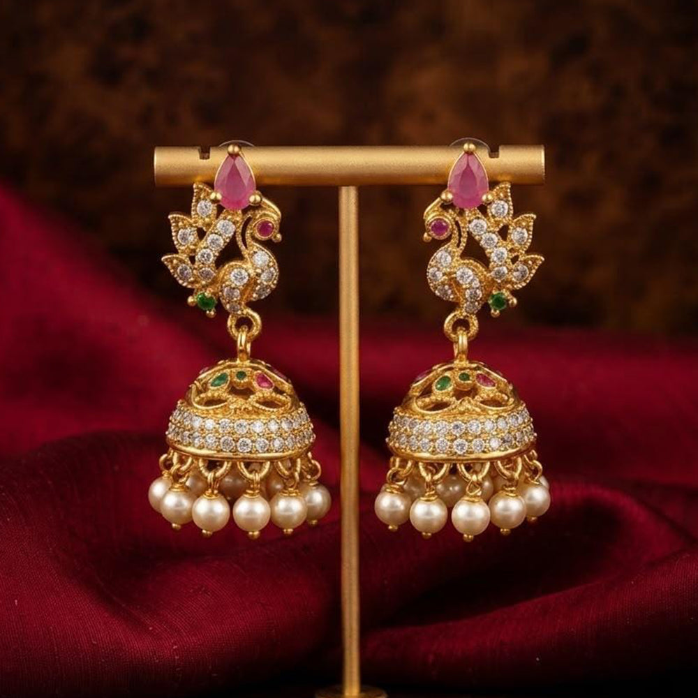 Manisha Jewellery Traditional Pota Stone And Pearl Jhumki Earrings 