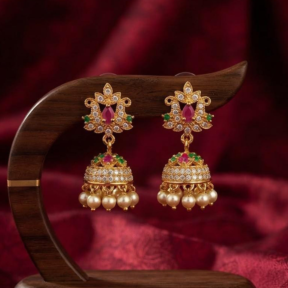 Manisha Jewellery Traditional Pota Stone And Pearl Jhumki Earrings 