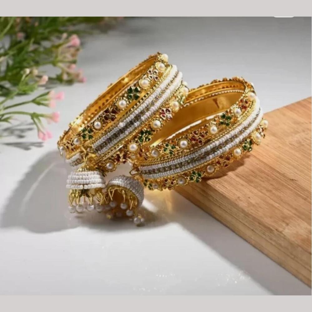 Manisha Jewellery Luxury Meenakari And Pearl  Bangles Set