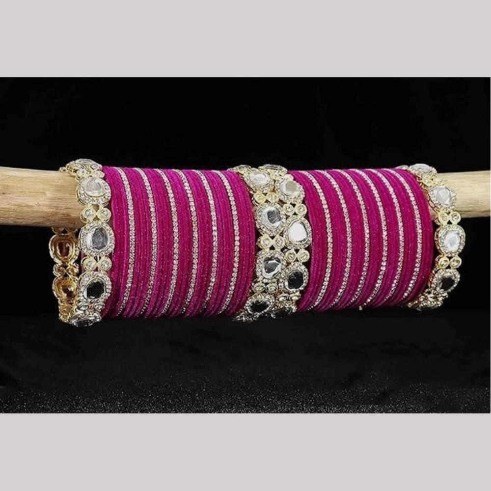 Manisha Jewellery Premium Kundan Stone And Velvet Bangles Set