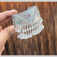 Manisha Jewellery Elegant Oxidiesd Plated Pota Stone And Pearl Openable Kada