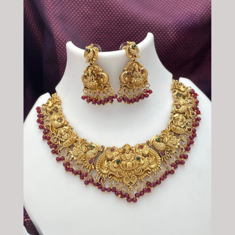 Manisha Jewellery Royal Pota Stone Temple Designer Necklace Set