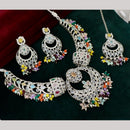 Manisha Silver Plated Kundan Stone And Beads Necklace Set