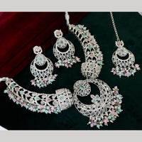 Manisha Silver Plated Kundan Stone And Beads Necklace Set