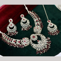 Manisha Silver Plated Kundan Stone And Beads Necklace Set