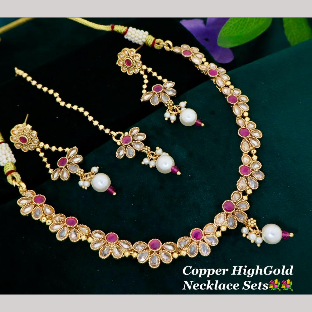 Manisha Gold Plated Crystal Stone And Pearl Necklace Set
