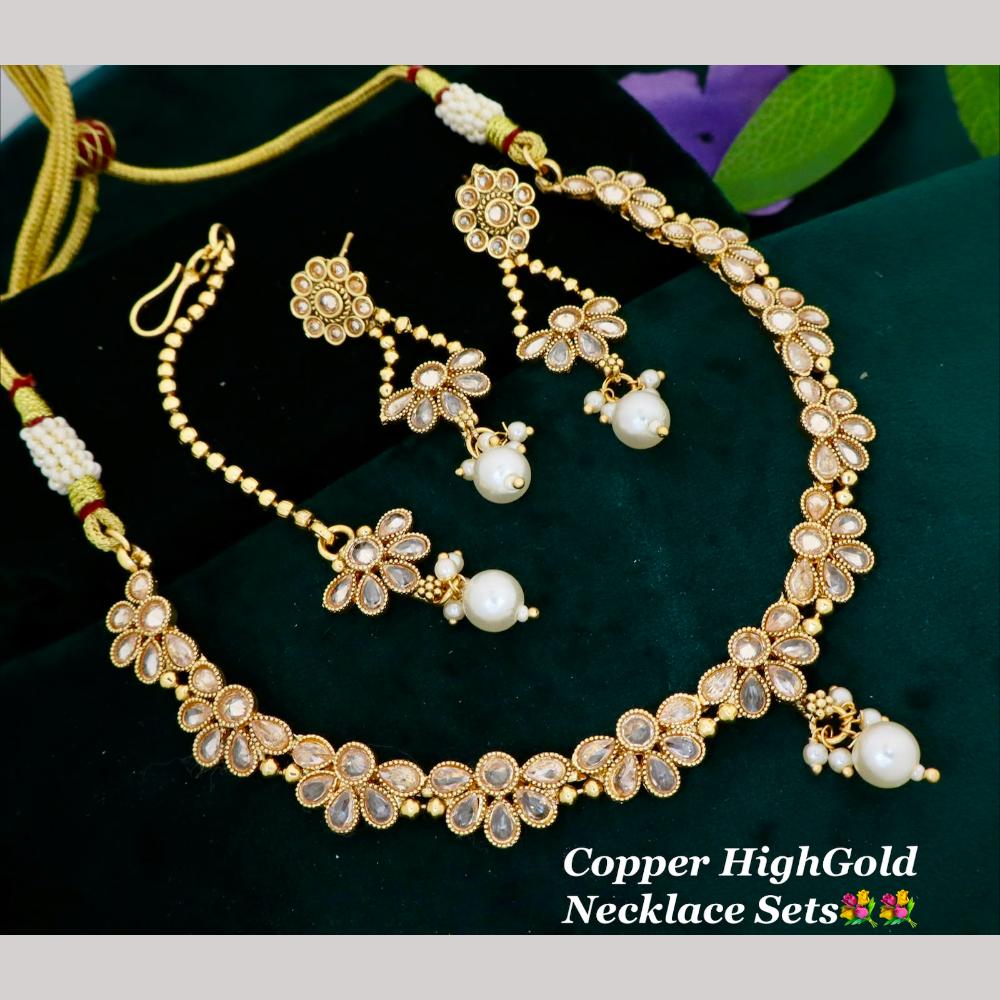 Manisha Gold Plated Crystal Stone And Pearl Necklace Set