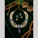 Manisha Gold Plated Austrian Stone And Meenakari Peacock Necklace Set