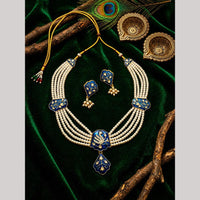 Manisha Gold Plated Austrian Stone And Meenakari Peacock Necklace Set