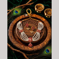 Manisha Gold Plated Austrian Stone And Meenakari Peacock Necklace Set