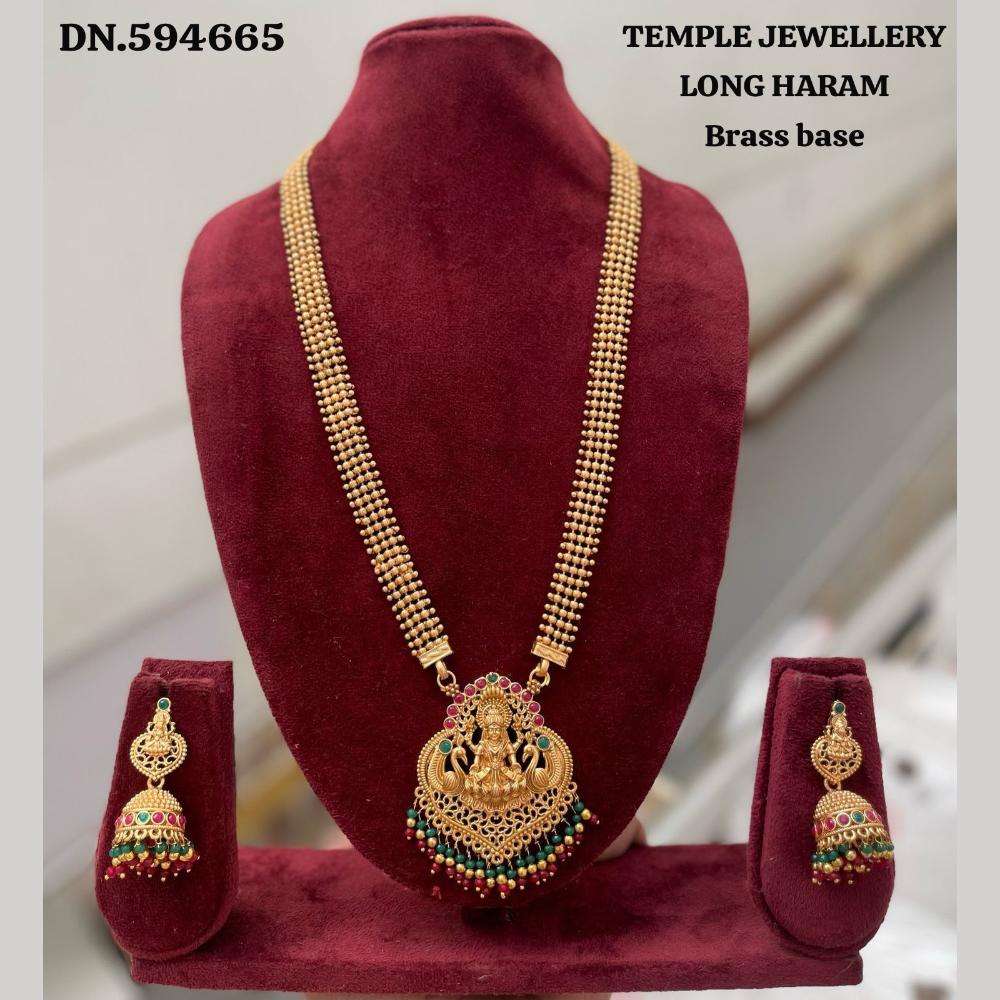 Manisha Jewellery Pota Stone And Pearl Temple  Necklace Set