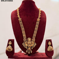 Manisha Jewellery Pota Stone Temple Long Necklace Set
