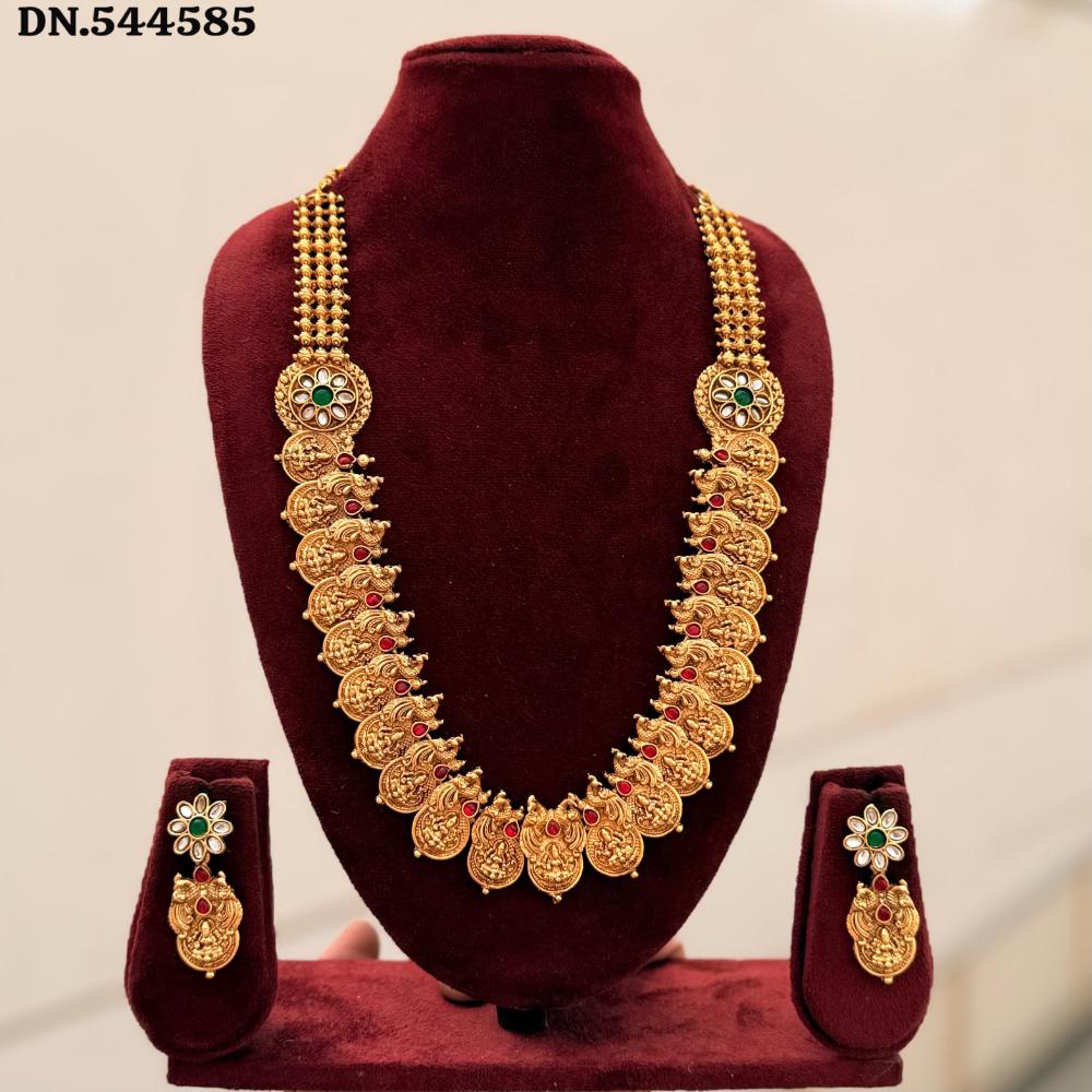 Manisha Jewellery Pota Stone Temple Long Necklace Set