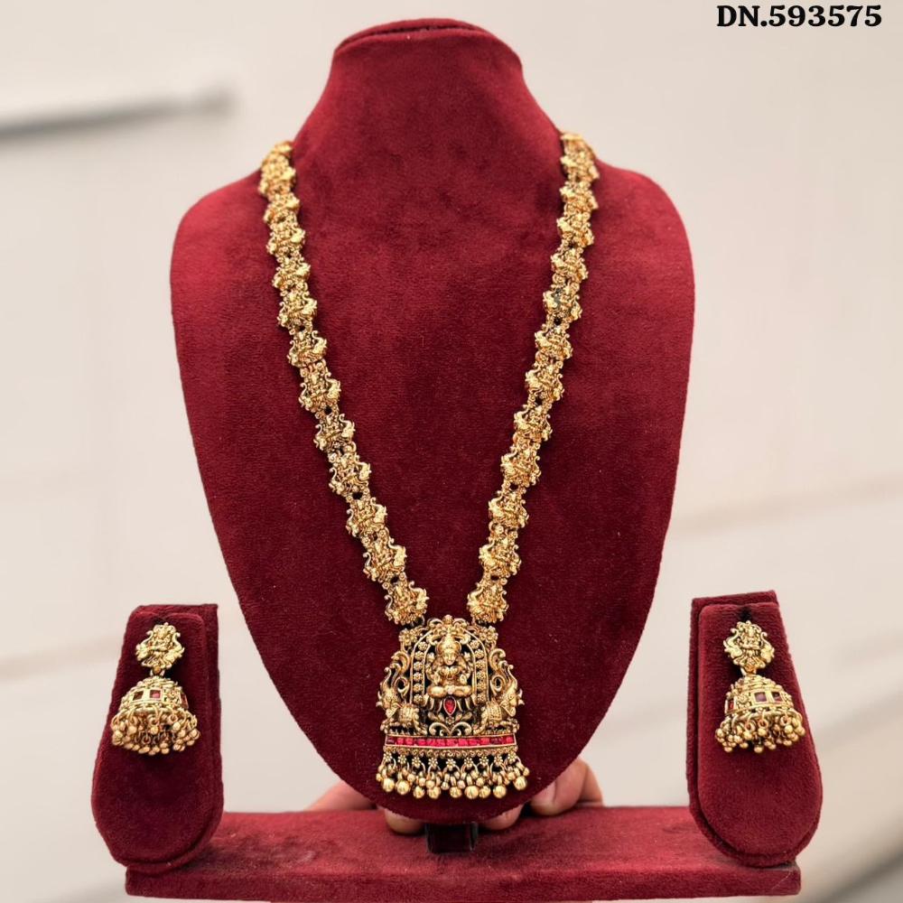 Manisha Jewellery Pota Stone Temple Long Necklace Set