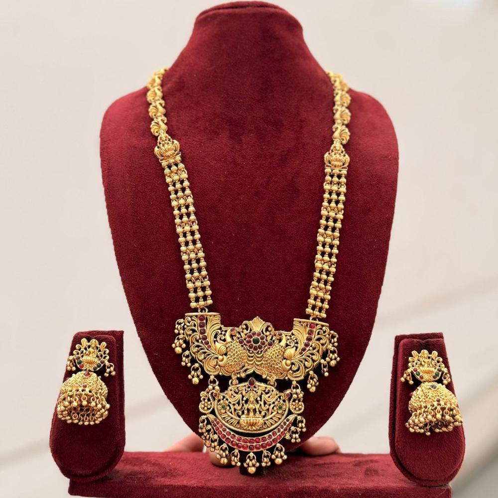 Manisha Jewellery Pota Stone Temple Long Necklace Set