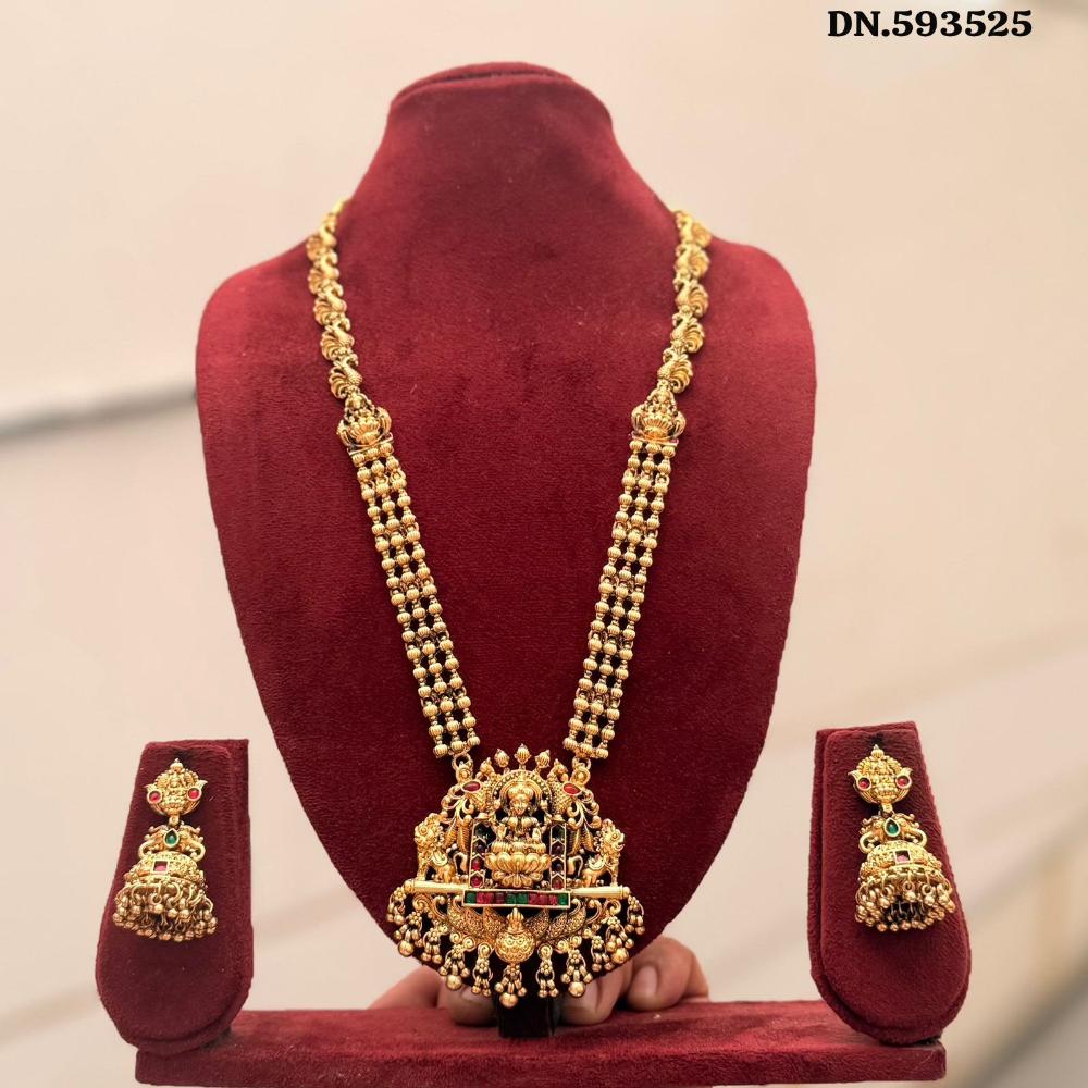 Manisha Jewellery Pota Stone Temple Long Necklace Set