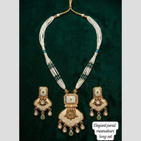 Manisha Jewellery Designer Pota Stone And Pearl Meenakari Long Necklace Set 